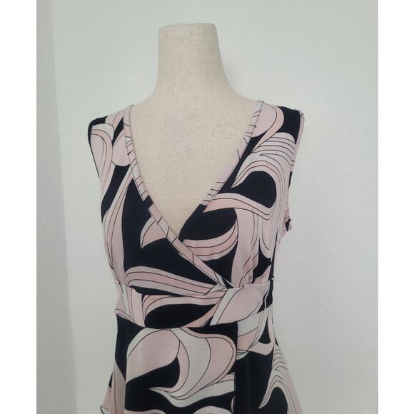 Y2K Babydoll Asymmetrical Swirl Abstract Print Top Sz PM Coquette Mod Retro 70s - Picture 3 of 9